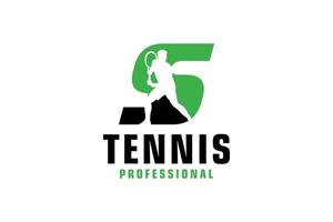 letra s con diseño de logotipo de silueta de jugador de tenis. elementos de plantilla de diseño vectorial para equipo deportivo o identidad corporativa. vector