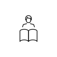 Books, fiction and reading concept. Vector illustrations in flat style. Editable stroke. Line icon of faceless person reading book