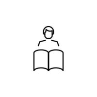 Books, fiction and reading concept. Vector illustrations in flat style. Editable stroke. Line icon of faceless person reading book