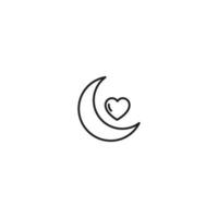 concepto de romance, amor y citas. signo de esquema y trazo editable dibujado en estilo plano moderno. adecuado para artículos, sitios web, etc. icono de línea vectorial del corazón sobre la luna vector