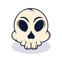 Vector illustration of cute cartoon skeleton with big oval eyes and teeth and nose in form of heart. High quality picture suitable for web design, mobile gaming, books, advertisements