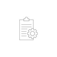 Modern vector sign for sites, apps, advertisement, banners, internet pages. Editable stroke. Line icon of gear on clipboard