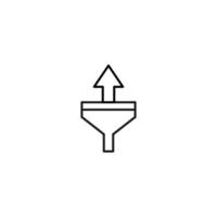 Filtration concept. Vector sign drawn with black lines. Modern symbol in flat style suitable for adverts, books, articles, web sites, apps. Line icon of arrow up inside of funnel or vortex