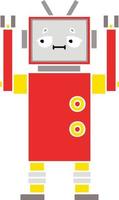 flat color retro cartoon robot vector
