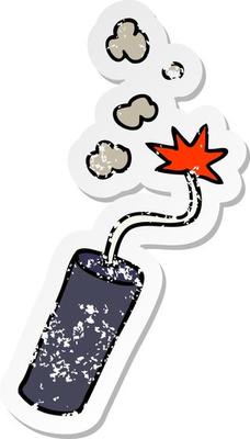 distressed sticker cartoon doodle of a lit dynamite stick