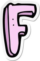 sticker of a cartoon letter F vector