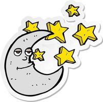 sticker of a happy cartoon moon vector