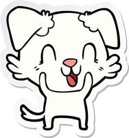 sticker of a laughing cartoon dog vector