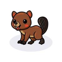 Cute little beaver cartoon posing vector