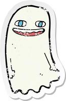 retro distressed sticker of a funny cartoon ghost vector