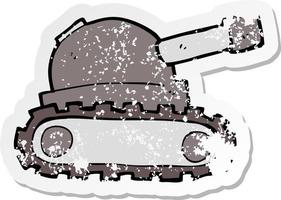 retro distressed sticker of a cartoon tank vector