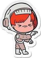 sticker of a angry cartoon space girl vector