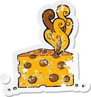 retro distressed sticker of a cartoon smelly cheese vector