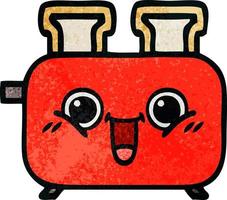 retro grunge texture cartoon of a toaster vector