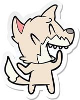 sticker of a laughing fox cartoon vector