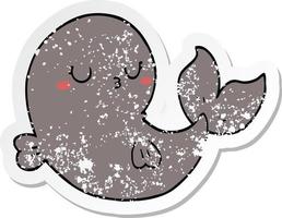 distressed sticker of a cute cartoon whale vector