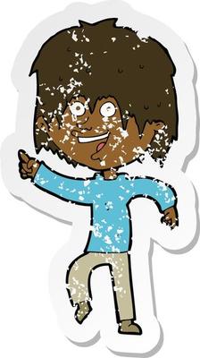 retro distressed sticker of a cartoon happy boy