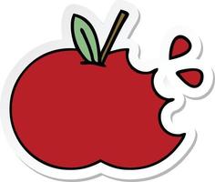 sticker of a cute cartoon red apple vector