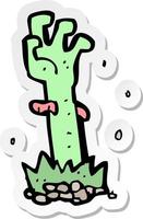 sticker of a cartoon zombie hand vector