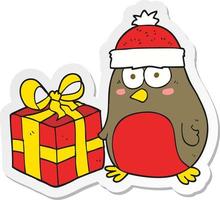 sticker of a cartoon christmas robin vector