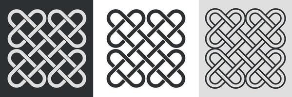 conjunto de cadena de nudos celtas. línea, silueta, glifo. ilustración vectorial vector