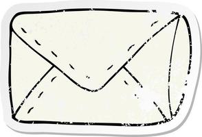 distressed sticker of a cartoon envelope vector