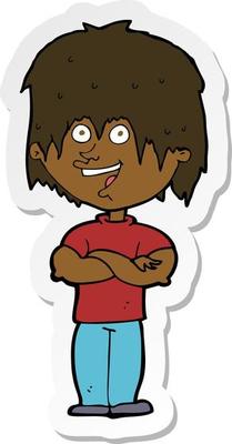 sticker of a cartoon happy man