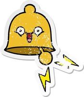 distressed sticker of a cute cartoon ringing bell vector