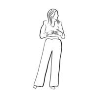 Woman pose line art style vector