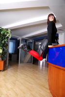 Business woman jumping photo