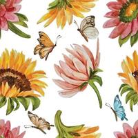 watercolor fall flower pattern vector