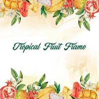 tropical fruit frame watercolor vector