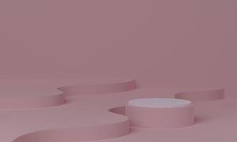 Cosmetic round podium or pedestal on pink background, Abstract product display podium, 3d rendering studio with geometric shapes, Cosmetic product minimal scene with platform photo