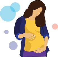 First Time Pregnant Women Flat Vector Illustration