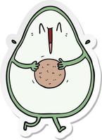 sticker of a happy cartoon avocado laughing vector