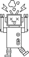 line drawing cartoon robot malfunction vector