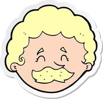 sticker of a cartoon man with mustache vector