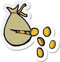 sticker of a cartoon bag of money vector