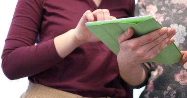 low angle shot of business people using technology photo