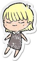 distressed sticker of a cartoon woman vector