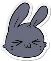 sticker of a cartoon rabbit face vector