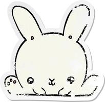 distressed sticker of a cartoon rabbit vector
