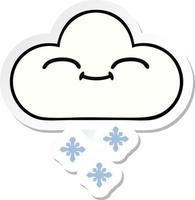 pegatina de una linda nube de nieve de dibujos animados vector