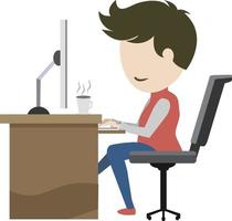 Young man work in front of computers illustration vector