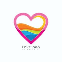 diseño de vector de onda en el corazón o diseño de logotipo de amor