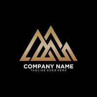 Triangle abstract logo in gold color design vector