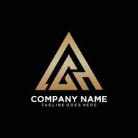 Triangle abstract logo in gold color design vector