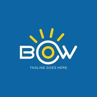 BOW logo design with sun or energy concept vector