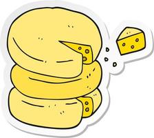 sticker of a cartoon cheese wheel vector