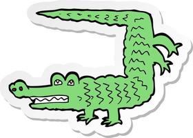 sticker of a cartoon crocodile vector